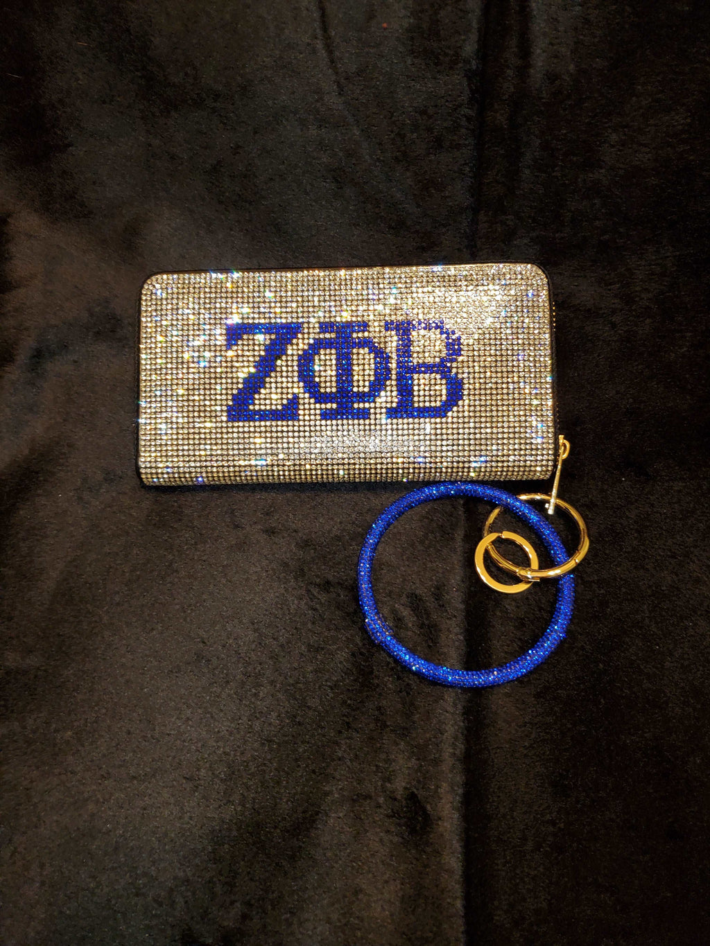 ΖΦΒ  Bling Wallet with Blue Bracelet Strap