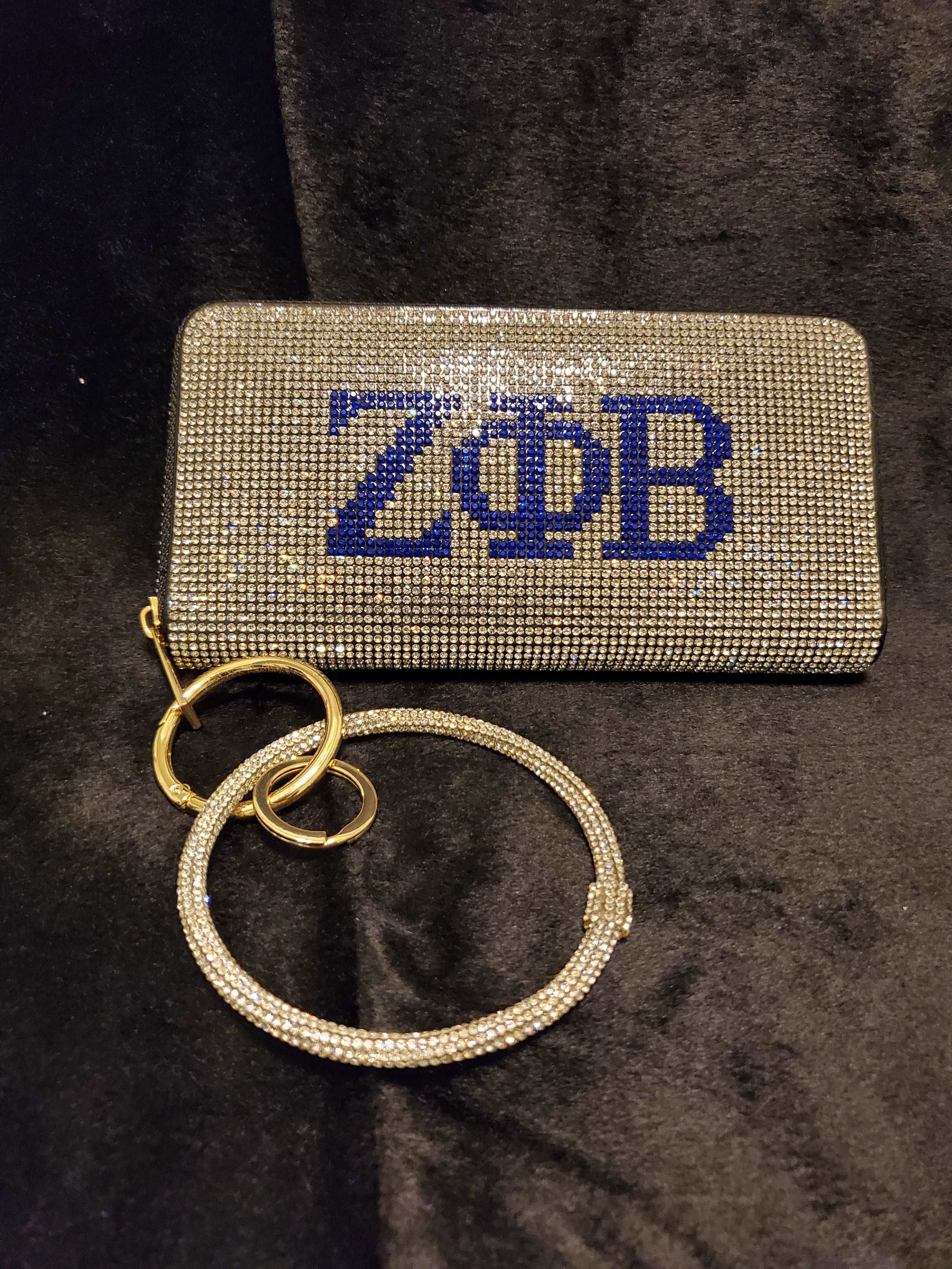ΖΦΒ  Bling Wallet with Silver Bracelet Strap