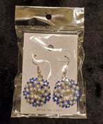 Zeta Pearls and Blue Rhinestone Earrings