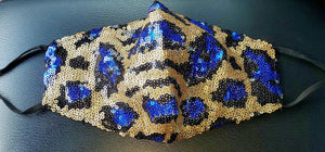 Blue Leopard Bling Mask