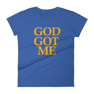 God Got Me - (Orange Text) Women's short sleeve T-shirt